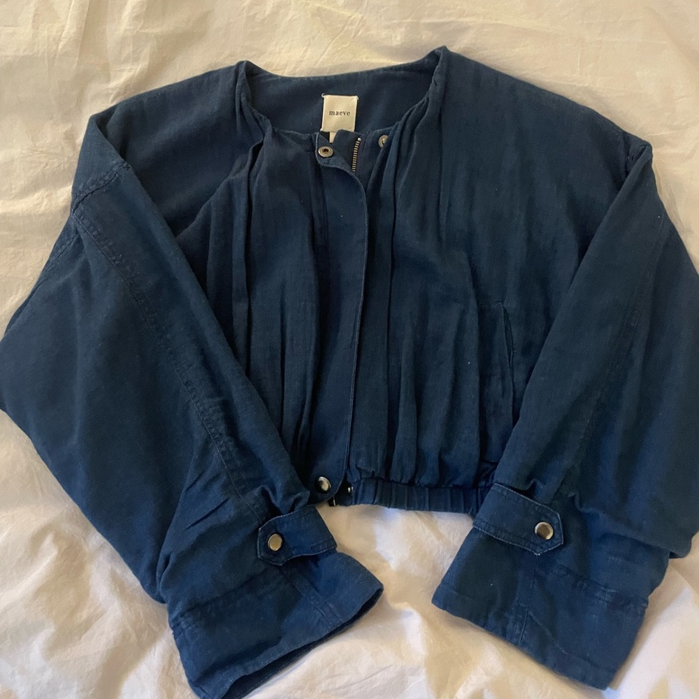 Maeve Deep Blue Bomber Jacket
